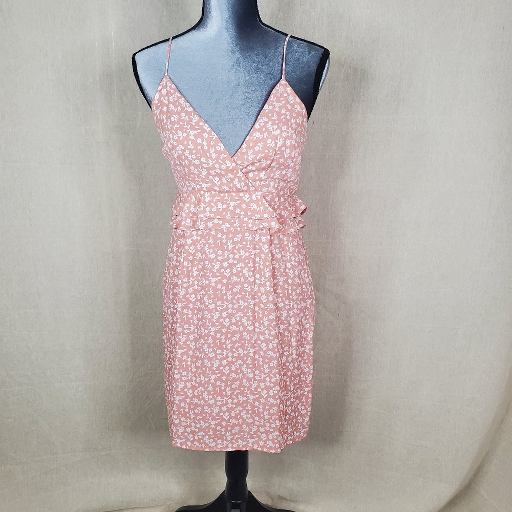 ♡ 19 Cooper Pink & Ivory Floral Sleeveless Sweetheart Neck Dress Size XS